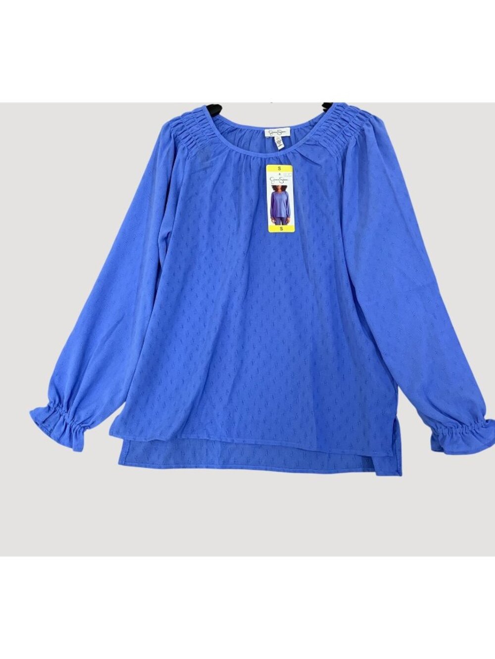NWT Jessica Simpson Women's S Blue Long Sleeve Textured Chiffon Blouse